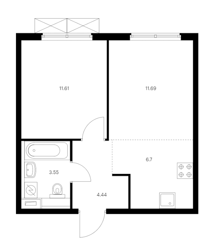 1-комнатная квартира 37.99 м², 4/15 эт., ЖК «Янинский лес»
